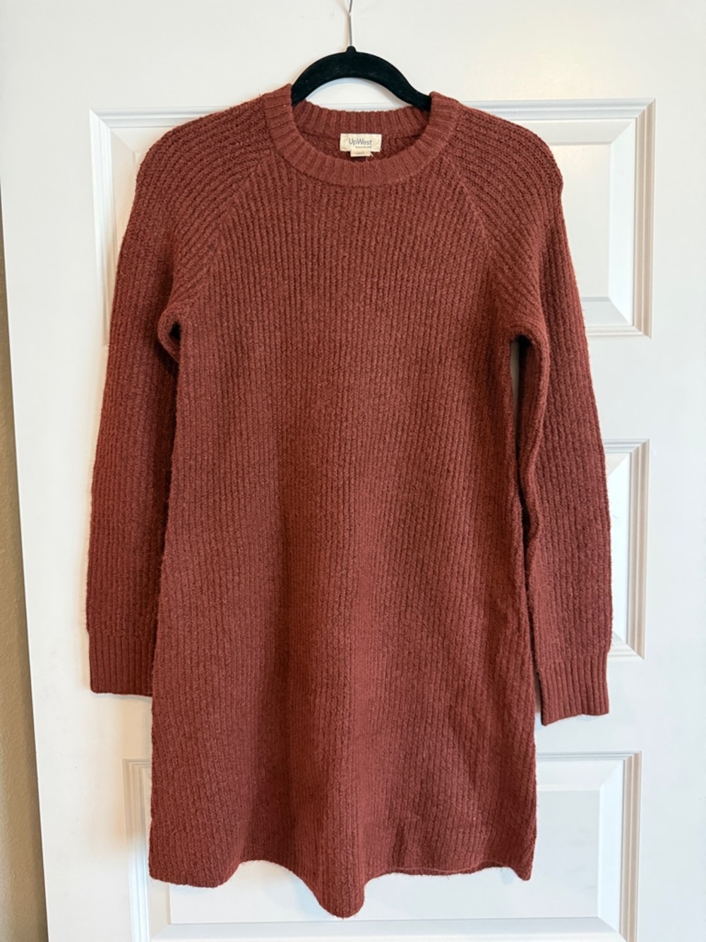 UpWest Rust Ribbed Knit Sweater Dress